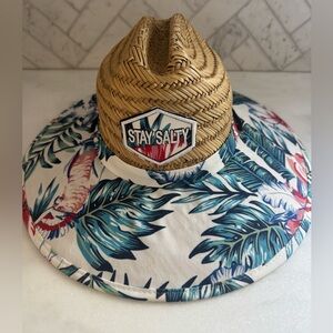Freestyle Stay Salty Natural Straw Hat with tropical rim